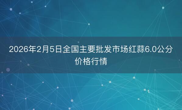 2026年2月5日全国主要批发市场红蒜6.0公分价格行情