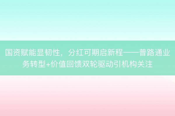 国资赋能显韧性，分红可期启新程——普路通业务转型+价值回馈双轮驱动引机构关注