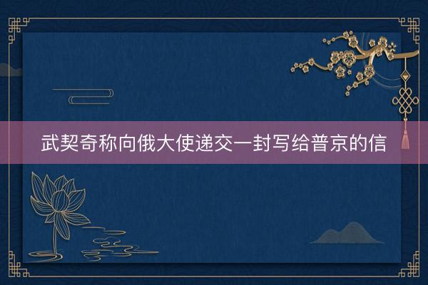 武契奇称向俄大使递交一封写给普京的信