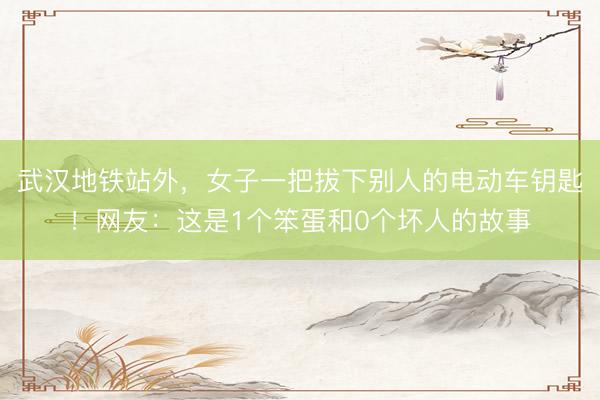 武汉地铁站外，女子一把拔下别人的电动车钥匙！网友：这是1个笨蛋和0个坏人的故事