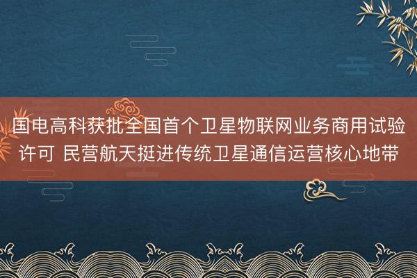 国电高科获批全国首个卫星物联网业务商用试验许可 民营航天挺进传统卫星通信运营核心地带