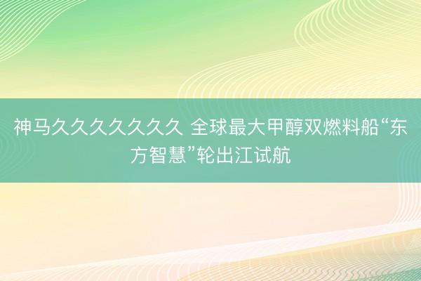 神马久久久久久久久 全球最大甲醇双燃料船“东方智慧”轮出江试航