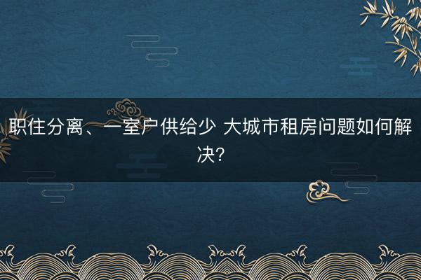 职住分离、一室户供给少 大城市租房问题如何解决？