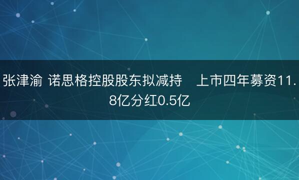 张津渝 诺思格控股股东拟减持 上市四年募资11.8亿分红0.5亿