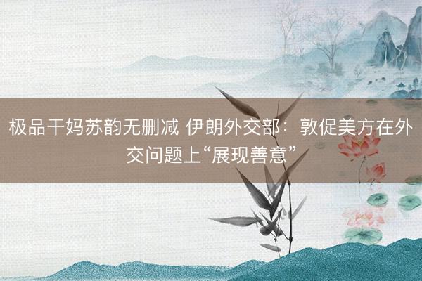 极品干妈苏韵无删减 伊朗外交部：敦促美方在外交问题上“展现善意”