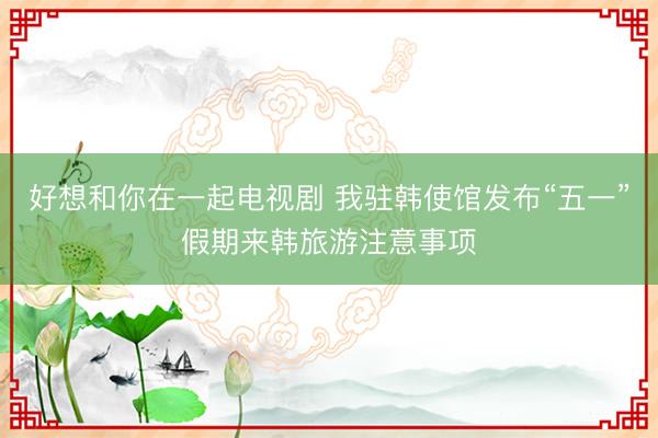 好想和你在一起电视剧 我驻韩使馆发布“五一”假期来韩旅游注意事项