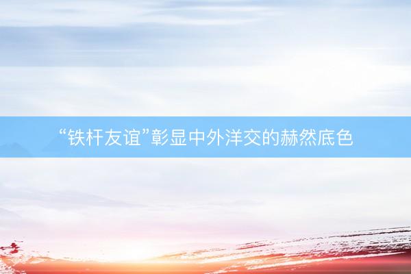 “铁杆友谊”彰显中外洋交的赫然底色