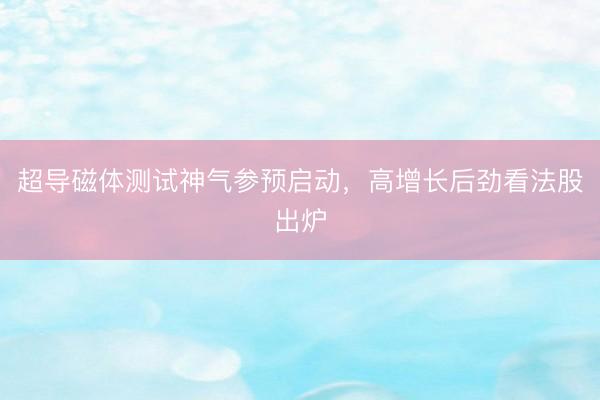 超导磁体测试神气参预启动，高增长后劲看法股出炉