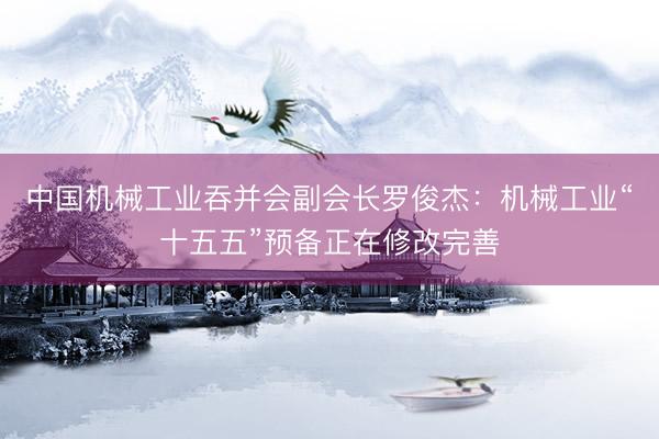 中国机械工业吞并会副会长罗俊杰：机械工业“十五五”预备正在修改完善