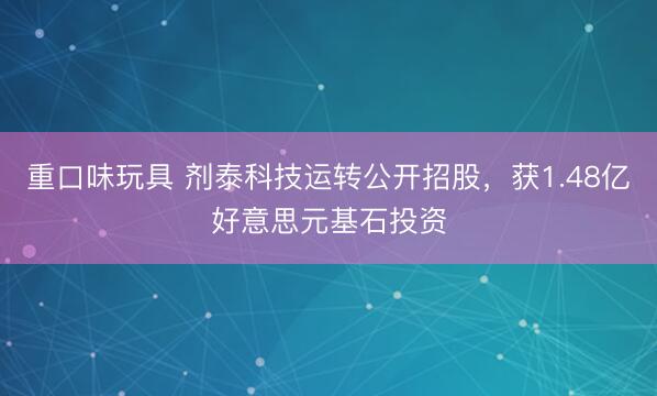 重口味玩具 剂泰科技运转公开招股，获1.48亿好意思元基石投资