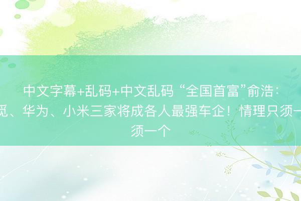 中文字幕+乱码+中文乱码 “全国首富”俞浩：追觅、华为、小米三家将成各人最强车企！情理只须一个