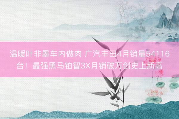 温暖叶非墨车内做肉 广汽丰田4月销量54116台！最强黑马铂智3X月销破万创史上新高