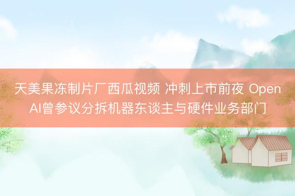 天美果冻制片厂西瓜视频 冲刺上市前夜 OpenAI曾参议分拆机器东谈主与硬件业务部门