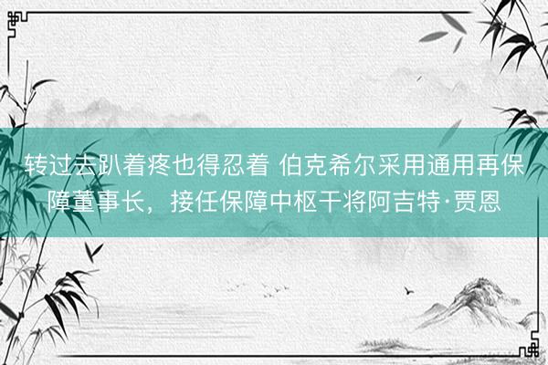 转过去趴着疼也得忍着 伯克希尔采用通用再保障董事长，接任保障中枢干将阿吉特·贾恩