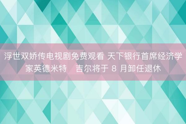 浮世双娇传电视剧免费观看 天下银行首席经济学家英德米特・吉尔将于 8 月卸任退休