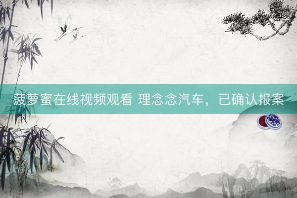 菠萝蜜在线视频观看 理念念汽车，已确认报案