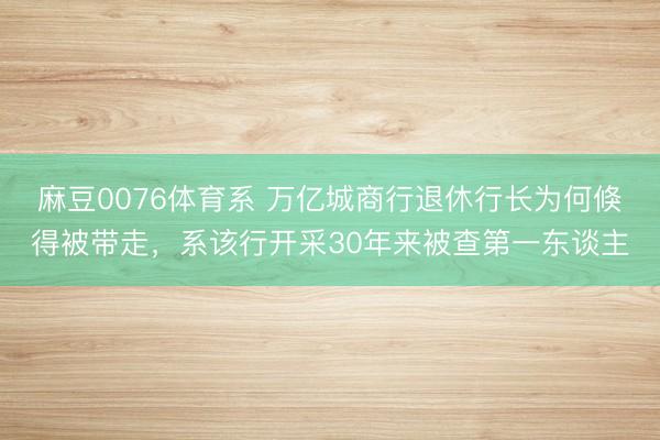 麻豆0076体育系 万亿城商行退休行长为何倏得被带走，系该行开采30年来被查第一东谈主