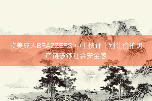 欧美成人BRAZZERS 中工快评丨别让偷拍黑产链破钞社会安全感