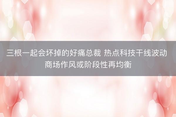 三根一起会坏掉的好痛总裁 热点科技干线波动 商场作风或阶段性再均衡