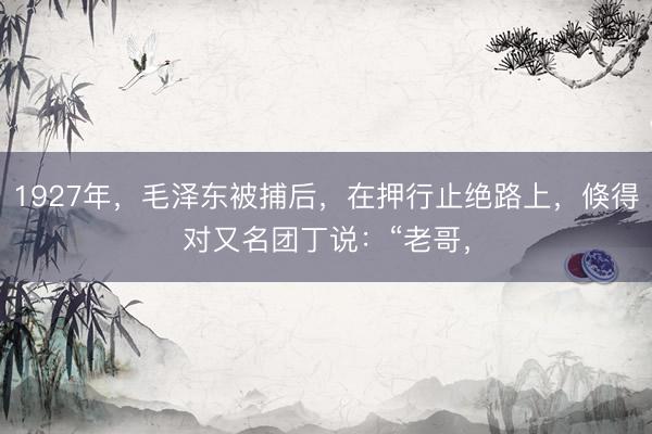 1927年，毛泽东被捕后，在押行止绝路上，倏得对又名团丁说：“老哥，