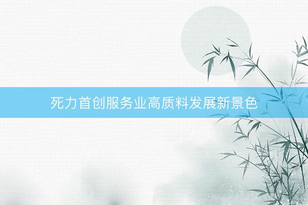 死力首创服务业高质料发展新景色